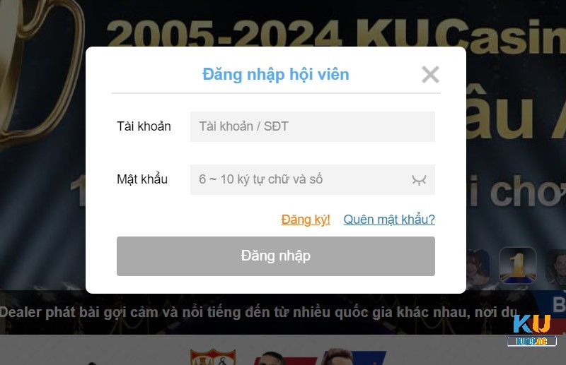 Giao diện đăng nhập tại nhà cái đơn giản dễ thực hiện